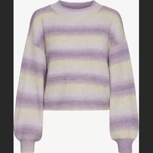 Vero Moda | Purple and White Elektra Stripe Sweater Size Small